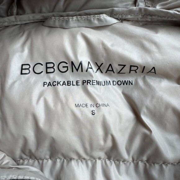BCBG MAXAZRIA Champagne Puffer Jacket Womens S Hooded Packable Down BCBGMAXAZRIA - Picture 10 of 12